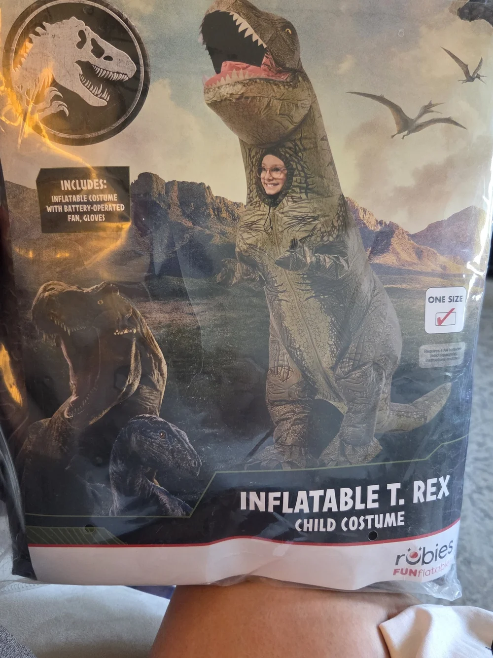 Jurassic World Robies Inflatable T. Rex Child Costume – Olive Green